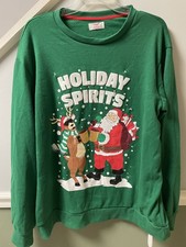 Ugly Christmas Sweatshirt Deer Holiday Spirits Men  s Size XL 46/48 Lights Up 