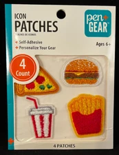Pen+Gear - Icon Patches - Self Adhesive - Fast Food - 4 Appliques
