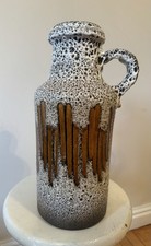 West German Stunning Lora Scheurich Keramik 401 -36 Vase In A White/ Dark Yellow