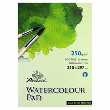 Aquarellblock Phoenix 250g A4, 25 Blätter, Aquarellpapier für Wasserfarben
