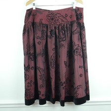 Vintage 16 W Skirt Satin Velvet Burgundy Midi Goth Whimsigoth Vamp Victorian Y2K