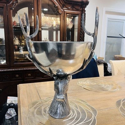 Aluminum Stag Deer Head Punch Bowl Ice Bucket 20 inches