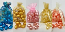 Lot of 35 Fragranced Bath Oil Beads in Silk Organza Pouches – Choose Scent