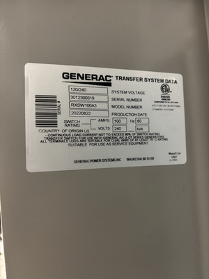 #ad Generac Automatic Transfer Switch 100A RXSW100A3 MPN RXSW100A3 $225.00