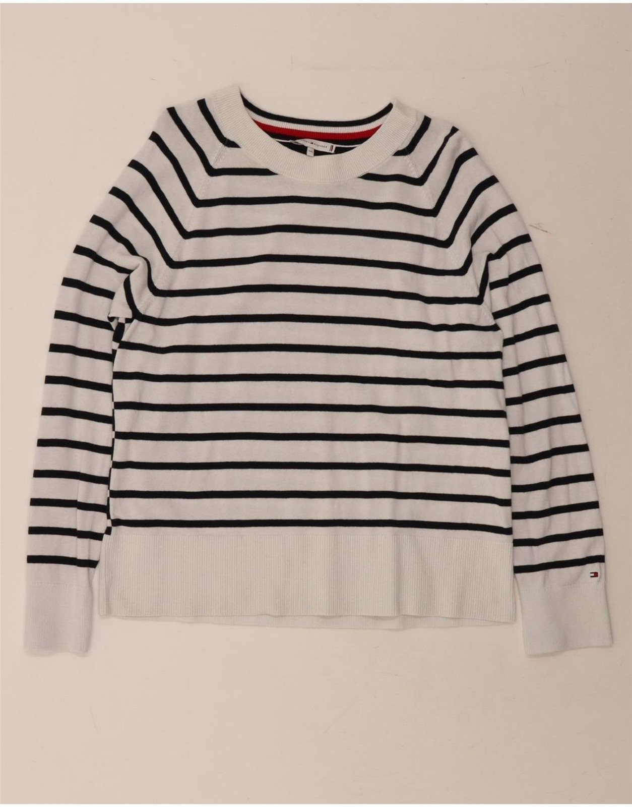TOMMY HILFIGER Womens Boat Neck Jumper Sweater UK 20 2XL White Striped DS10