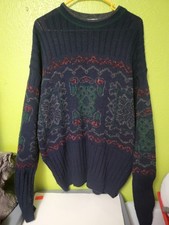 Vintage John Ashford Sweater Wool Blend Men's XL Made in Italy Geometric Grandpa