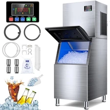 Commercial Ice Maker Machine 550LBS/24H, 19-Level Adjustable Thickness