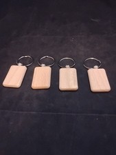 4 PC Wooden Keyring Keychain Charm Tag Key Ring Keyfob Decor Wood Personalised