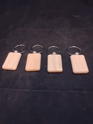 4 PC Wooden Keyring Keychain Charm Tag Key Ring Keyfob Decor Wood Personalised