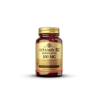 Solgar Vitamin B2 Riboflavin 100 Vegetarian Capsules Energy Metabolism Support