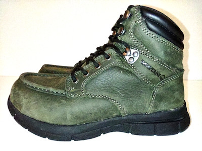Wolverine Karlin 6'' Leather Hiking Work Boots Mens Sz 7.5 W Womens Sz 9 W Olive