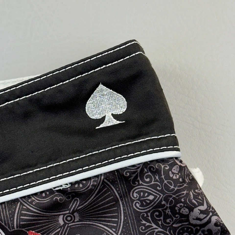 复古 Kirra 板短裤男式 34 灰色黑桃王 AOP 冲浪海滩 Y2K — 第 3/4 张图片