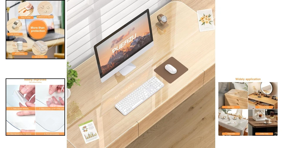 Schreibtischmatte PVC transparent 120x60cm rutschfest Büro Kinder - Bild 2 von 4