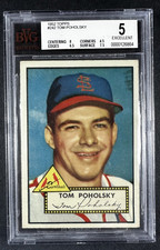 1952  Topps Baseball Tom Poholsky #242 St. Louis Cardinals BVG 5 EX