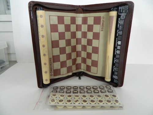 TRAVEL ZIPPERED CASE OF GAMES, , CHECKERS, BACKGAMMON,CHESS, PLUS MORE