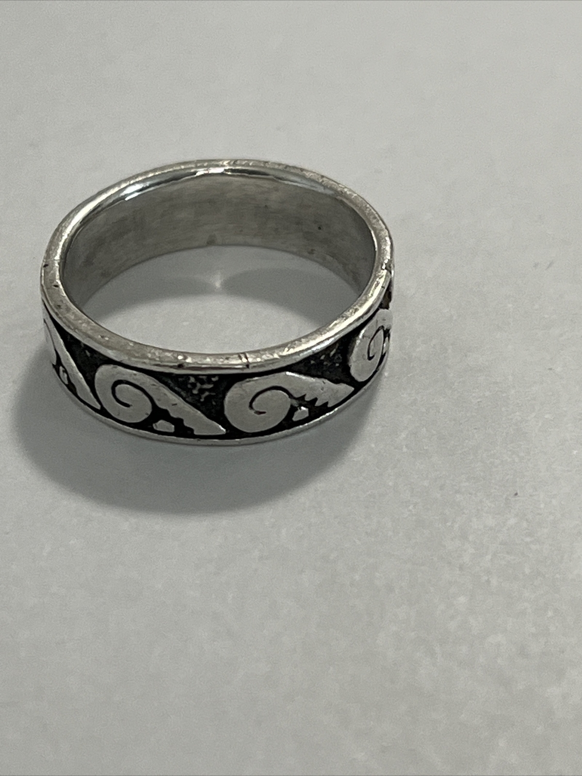Vintage Sterling Silver wave pattern Ring Signed … - image 3