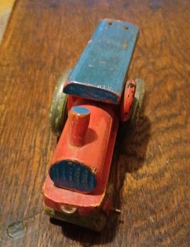 VINTAGE SMALL BUT NICE TOY WOODEN STEAMROLLER. UNBRANDED, METAL WHEELS. - Imagen 3 de 5