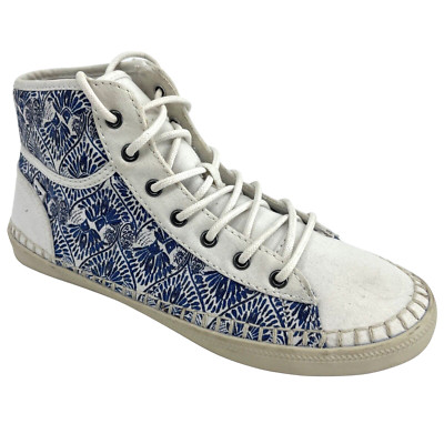 Women's New ROXY Billie Espadrille Ivory & Blue High Top Fashion Sneakers 8.5M