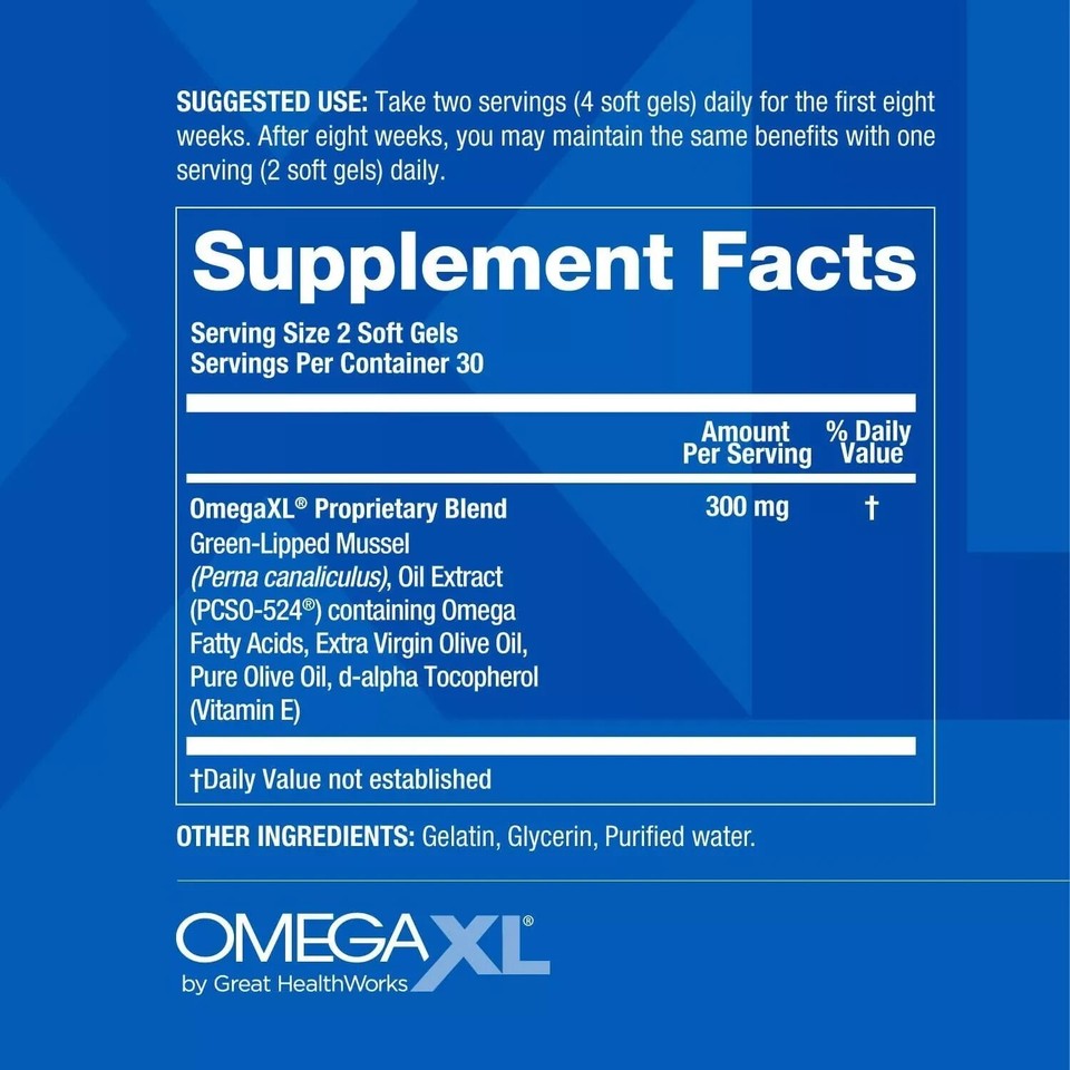 Omega XL Natural Joint Muscle Support Omega 3 Joint Pain Relief 60