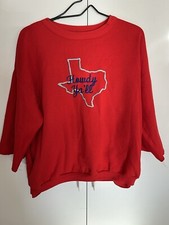 Vintage Texas Sweatshirt One Size Fits All Red Howdy Y’all With Pockets USA Made