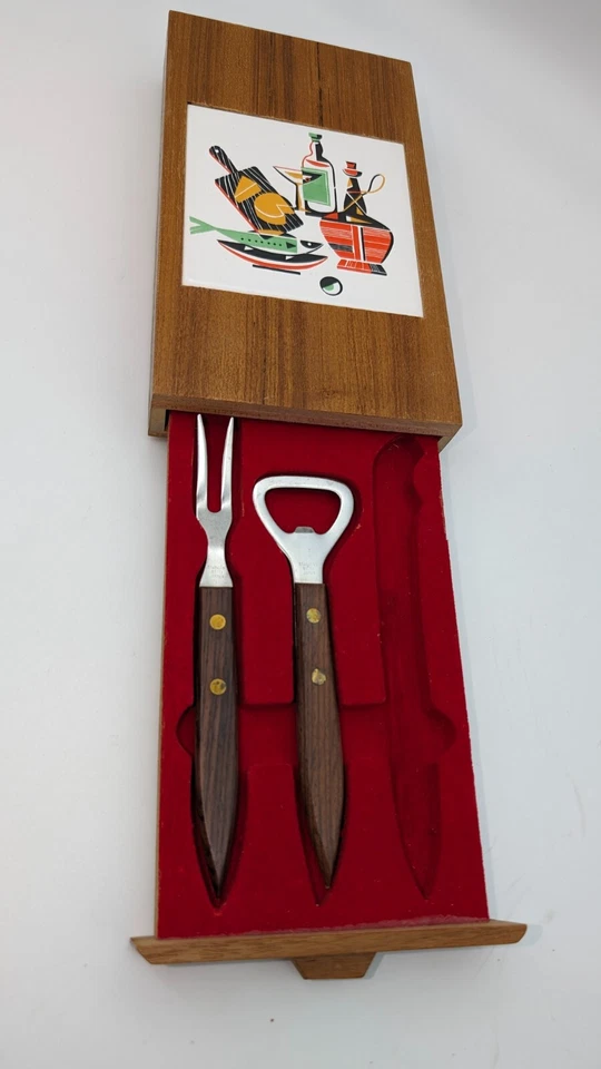 Tablero de azulejos de charcutería de queso MCM moderno de mediados de siglo artículos de bar cócteles *Leer* Foto 3 de 4