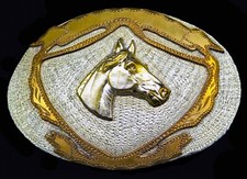 Horse Cowboy Cowgirl Western Wear Hand Crafted Vintage Belt Buckle
