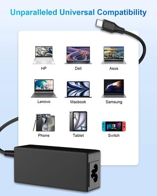 45-140W Type-C USB-C Laptop Adapter Charger For Lenovo/Asus/HP/Acer/MacBook pro