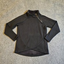 Athleta Sweater Womens Size Medium Black Cozy Karm Asym Open Zipper Casual