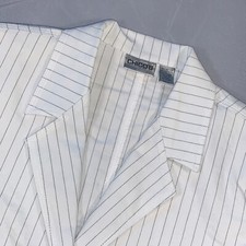 Chico's Pinstripe Blazer Cotton Blend Button Front Career Jacket Size 2 Large