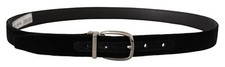 DOLCE & GABBANA Belt Black Velvet Silver Tone Metal Logo Buckle s. 90cm/ 36in