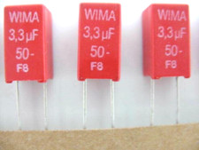 6X - 3.3uF  50 VOLTS - WIMA POLYESTER BOX TYPE FILM CAPACITOR -  125