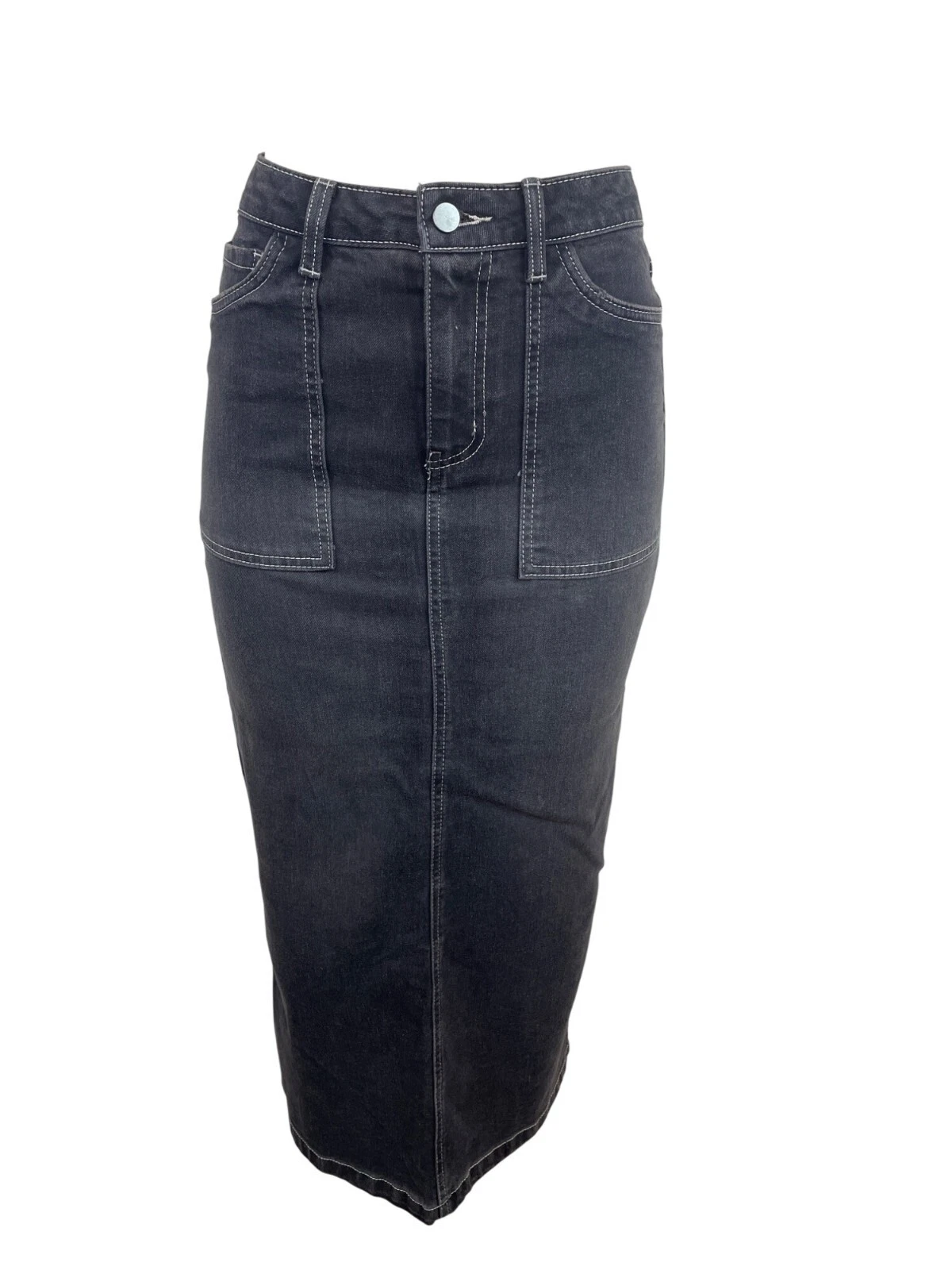 Love Fire High-Waisted Black Denim Pencil Skirt W/ Back Slit Womens Sz 1 - New