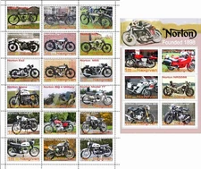 Stamp sheet+block Norton Motorcycle company 2021 Issue South Ossetia