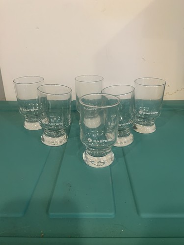 Vntg Eastern Airlines Footed Drink Glasses First Class Set Of 6 Bar Set New RARE - Picture 24 of 24