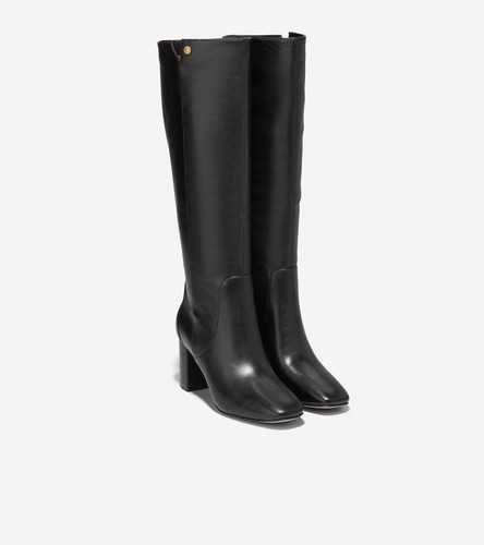 Cole Haan Chrystie Womens Leather Square Toe Knee-High Boots Black SZ 5 NEW - Picture 3 of 7