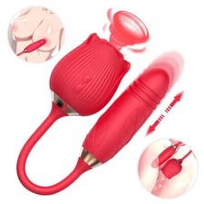 Red Sucking Vibrator Clitoral G-spot Suction Thrusting Dildo Sex Toy For Women