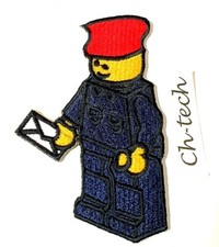 POSTMAN LEGEO BLOCKS CHARACTER PATCH EMBROIDERED IRON SEW ON KID CATROON BADGE