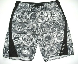 mens black and white swim trunks