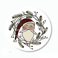 Primitive Santa Wreath Labels Christmas Favors Scrapbook Stickers Seals