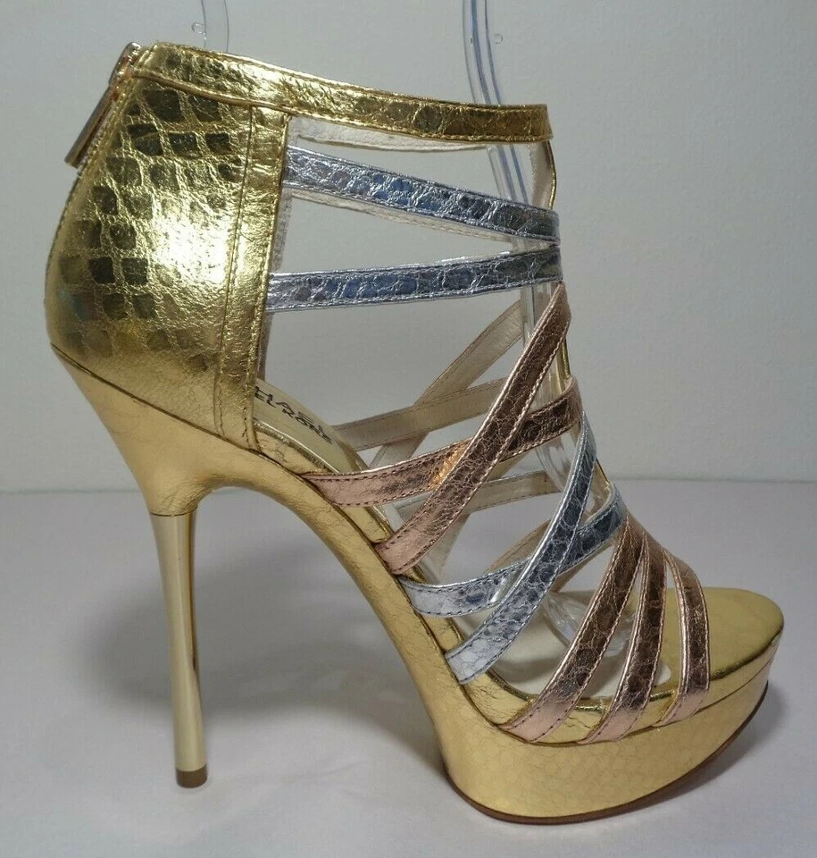 Sandalias Michael Kors Talla 9 M MADDIE PLATFORM Cuero Dorado Nuevos Zapatos para Mujer Foto 2 de 4
