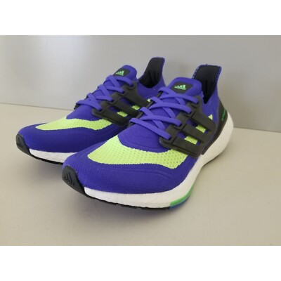 Adidas Ultraboost 21 Sonic Ink, Screaming Green Parley Running Sneakers Size 8