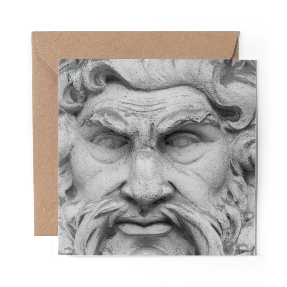 DV DESIGN 1 x Blank Greeting Card BW - Zeus Greek God Statue #35311