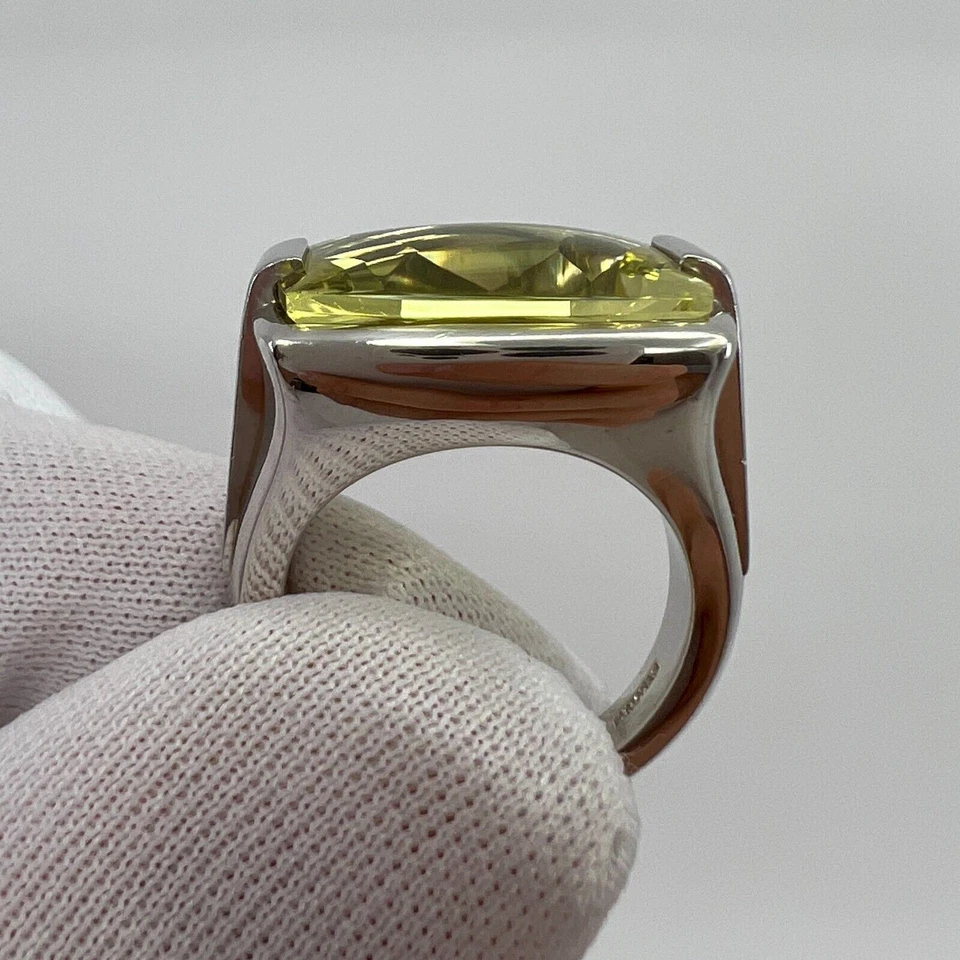 Vintage Bvlgari Allegra Yellow Citrine Lemon Quartz 18k White Gold Cocktail Ring - Image 4 of 4