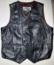 Wilsons Vest Men's Black Leather Pelle Studio 4-Button Nylon Lining Size Large
