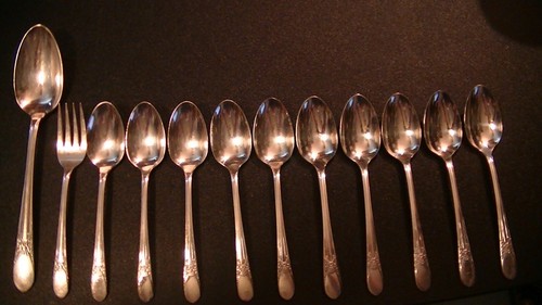 10 CUCHARADITAS AMADAS 1940 PLATEADAS Y CUCHARA PARA SERVIR CUCHARA CUCHARA CUBIERTOS SERVIDOR - Imagen 4 de 4
