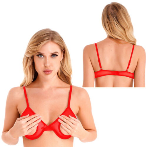 Womens Sexy Lace 1/4 Cup Open Nipple Bra Underwear Push Up Underwired Shelf Bra - Picture 23 of 29