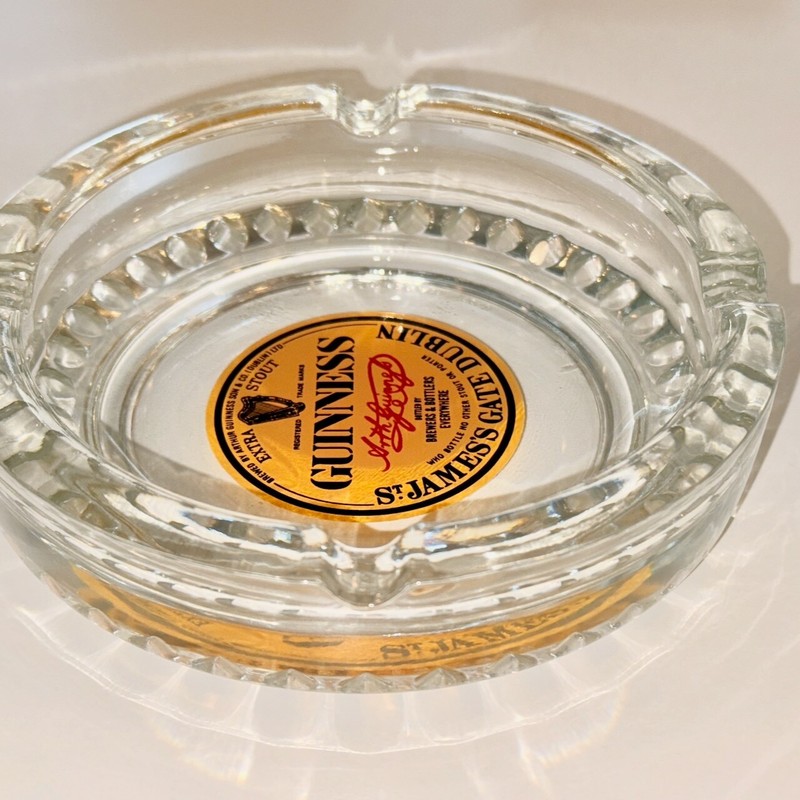 Vintage Guinness St. James’s Gate Dublin Glass Ashtray – Made in England – Class