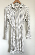 Gap Black White Polka Dot Long Sleeve Dress Button Down Roomy Fit Medium, LAURA