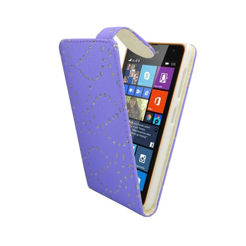 CASE FOR MICROSOFT LUMIA 435 GLITTER FLIP PU LEATHER POUCH PHONE COVER - Picture 10 of 17