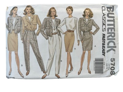 Butterick Sewing Pattern 5708 Jacket Top Skirt Pants Misses Size 6-10